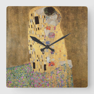 Gustav Klimt The Kiss, 1907-08 Square Wall Clock