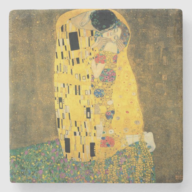 GUSTAV KLIMT - The kiss 1907 Stone Coaster (Front)