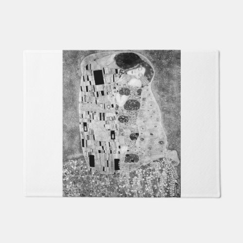 Gustav Klimt _ The Kiss Black and White Doormat