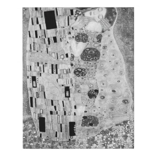 Gustav Klimt _ The Kiss Black and White Faux Canvas Print