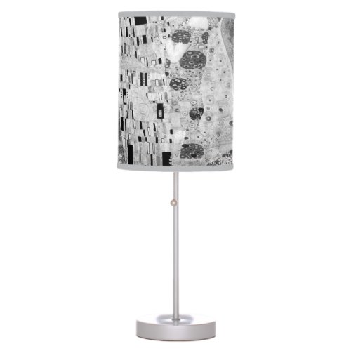 Gustav Klimt _ The Kiss Black and White Table Lamp