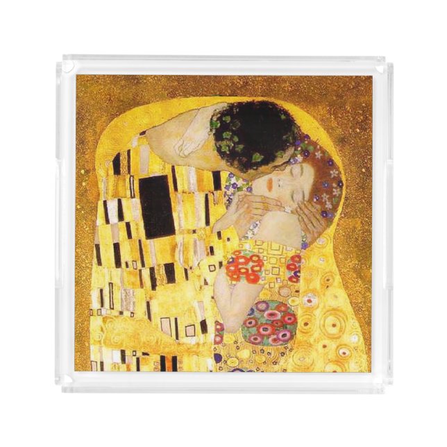 Gustav Klimt The Kiss Classic Painting Acrylic Tray (Front)