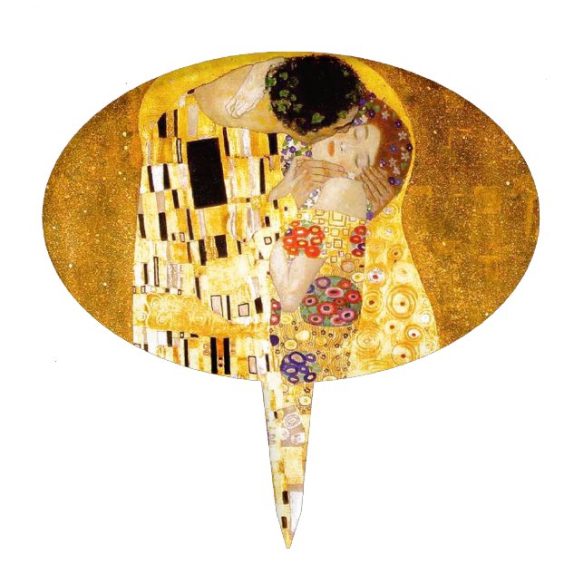 Gustav Klimt The Kiss Classic Painting Cake Topper (Front)