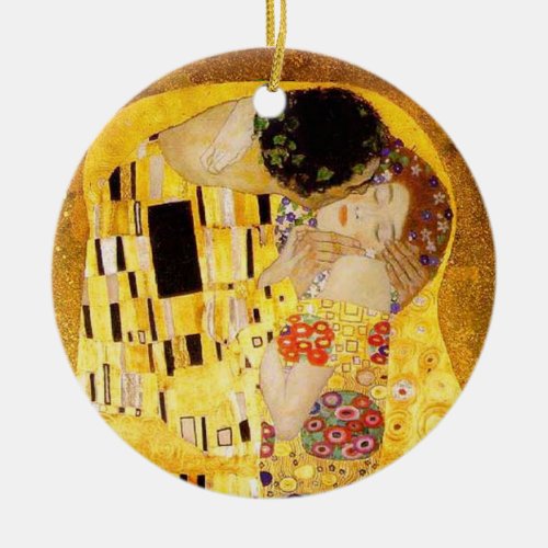 Gustav Klimt The Kiss Classic Painting Ceramic Ornament