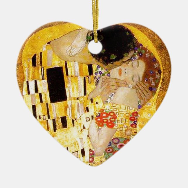 Gustav Klimt The Kiss Classic Painting Ceramic Ornament (Front)