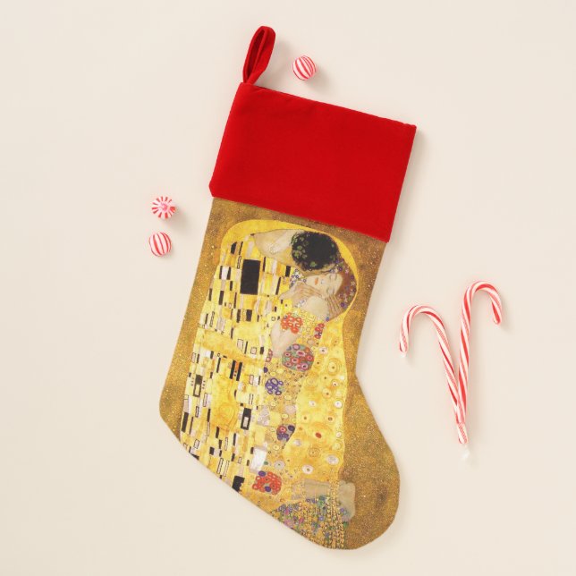 Gustav Klimt The Kiss Classic Painting Christmas Stocking (Front)