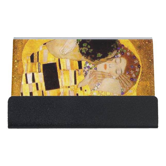 Gustav Klimt The Kiss Classic Painting Desk Business Card Holder (Front)