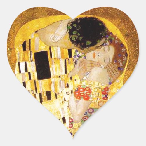 Gustav Klimt The Kiss Classic Painting Heart Sticker