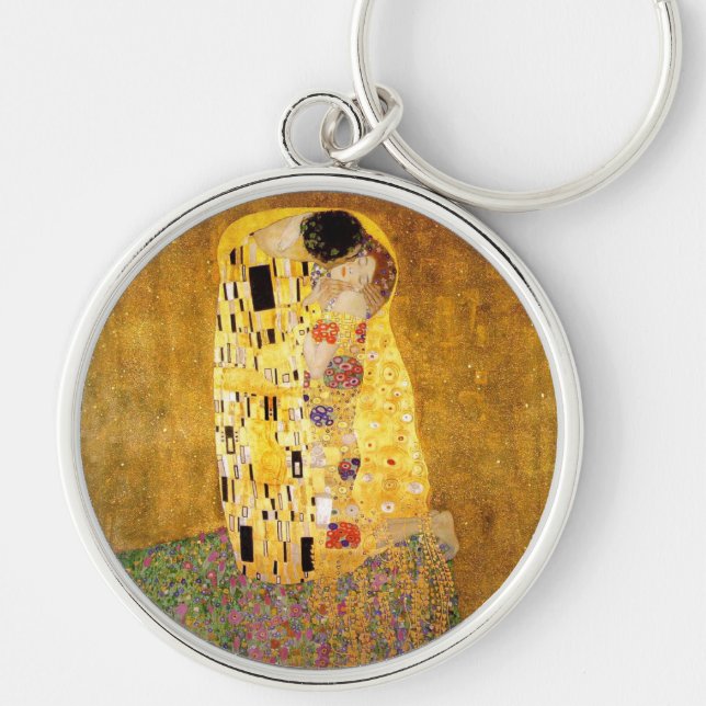 Gustav Klimt The Kiss Classic Painting Keychain (Front)