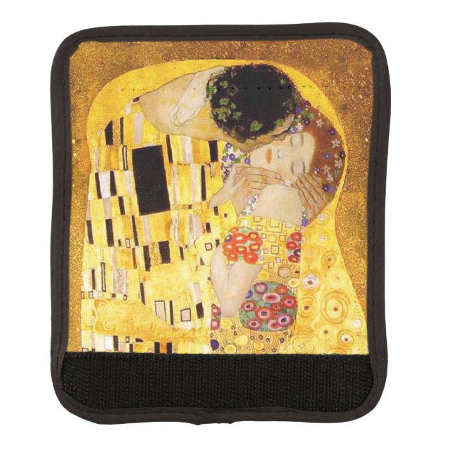 Gustav Klimt The Kiss Classic Painting Luggage Handle Wrap (Front)