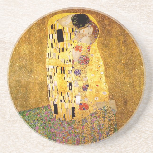 Gustav Klimt The Kiss Classic Painting Sandstone Coaster (Front)