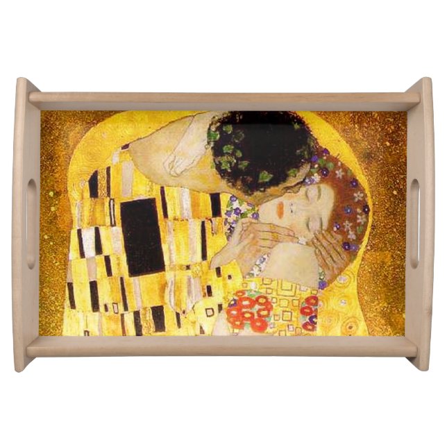 Gustav Klimt The Kiss Classic Painting Serving Tray (Front)