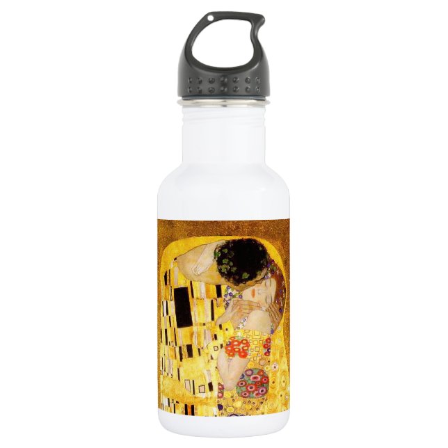 Gustav Klimt The Kiss Classic Painting Stainless Steel Water Bottle (Front)