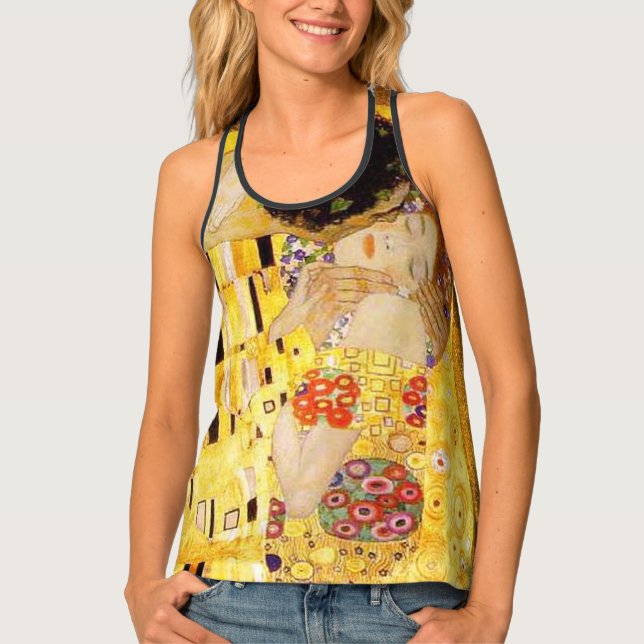 Gustav Klimt The Kiss Classic Painting Tank Top (Front)