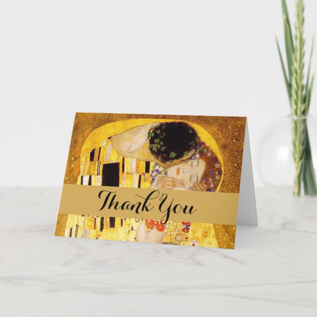 Gustav Klimt The Kiss Classic Painting Thank You Card (Front)