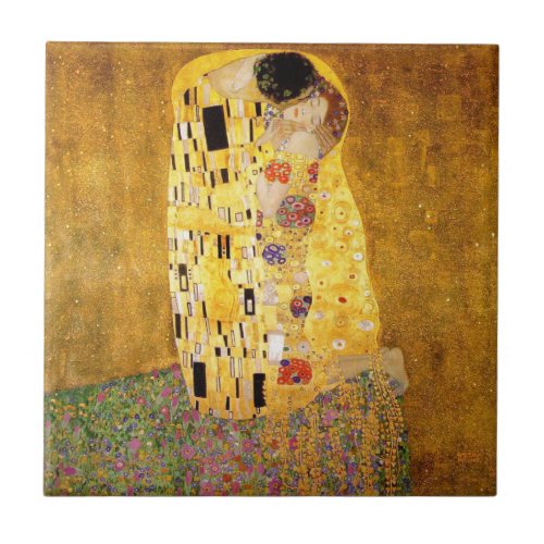 Gustav Klimt The Kiss Classic Painting Tile