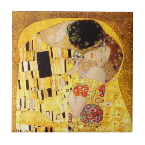 Gustav Klimt The Kiss Classic Painting Tile