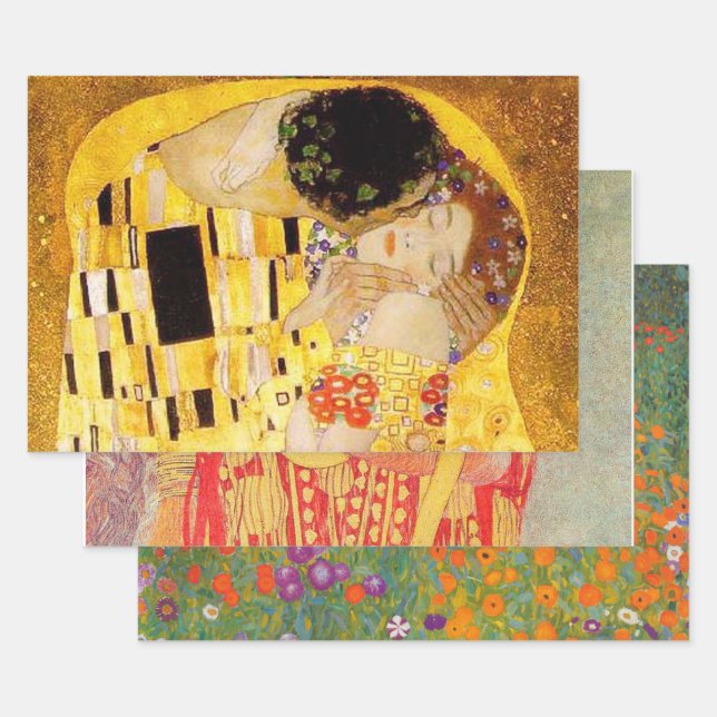 Gustav Klimt The Kiss Classic Painting Wrapping Paper Sheets (Set)