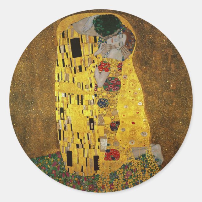 Gustav Klimt The Kiss Classic Round Sticker (Front)
