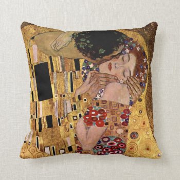 Gustav Klimt: The Kiss (detail) Throw Pillow by vintagechest at Zazzle