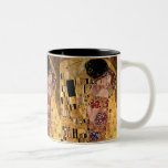 Gustav Klimt: The Kiss (Detail) Two-Tone Coffee Mug<br><div class="desc">A beautiful classic mug featuring a romantic couple sharing a kiss,  painted by the Austrian symbolist painter Gustav Klimt.</div>