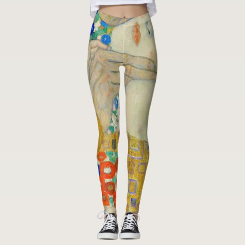 Gustav Klimt The Kiss Faces Detail Painting Leggings