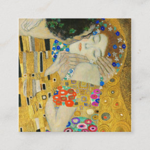 Gustav Klimt The Kiss Faces Detail Painting Square Business Card