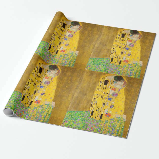 Gustav Klimt The Kiss Fine Art Wrapping Paper (Unrolled)