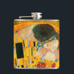 Gustav Klimt The Kiss Flask<br><div class="desc">Flask featuring Gustav Klimt’s oil painting with gold leaf The Kiss (1908). A man and woman,  wearing brilliant golden colors,  lovingly embrace and kiss in a field of flowers. A great gift for fans of Art Nouveau and Austrian art.</div>