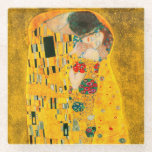 Gustav Klimt The Kiss Glass Coaster<br><div class="desc">Glass Coaster featuring Gustav Klimt’s oil painting with gold leaf The Kiss (1908). A man and woman,  wearing brilliant golden colors,  lovingly embrace and kiss in a field of flowers. A great gift for fans of Art Nouveau and Austrian art.</div>