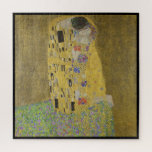 Gustav Klimt, The Kiss Jigsaw Puzzle<br><div class="desc">Puzzle with the Gustav Klimt art painting called "The Kiss" with a black border. "The Kiss" painting is a painting with a man and woman in a kiss on a faux gold and green background. Customizable.</div>