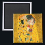 Gustav Klimt The Kiss Magnet<br><div class="desc">Magnet featuring Gustav Klimt’s oil painting with gold leaf The Kiss (1908). A man and woman,  wearing brilliant golden colors,  lovingly embrace and kiss in a field of flowers. A great gift for fans of Art Nouveau and Austrian art.</div>