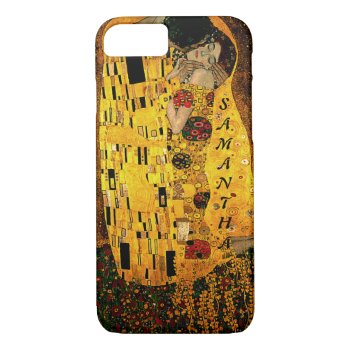 Gustav Klimt The Kiss Monogram Iphone 8/7 Case by OldArtReborn at Zazzle