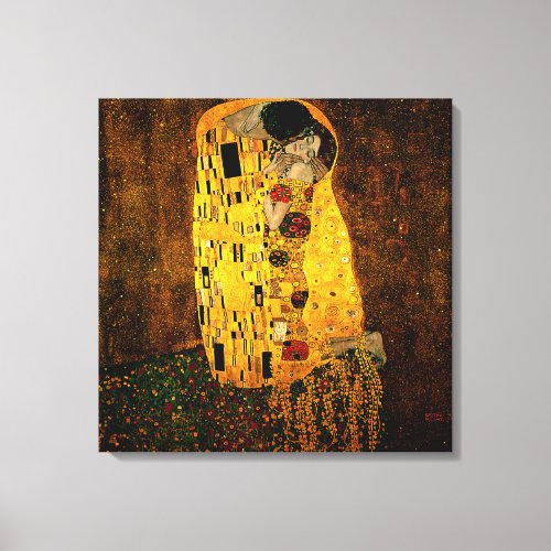 Gustav Klimt The Kiss On Cloth Canvas Print
