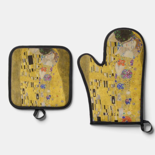 Gustav Klimt _ The Kiss Oven Mitt  Pot Holder Set