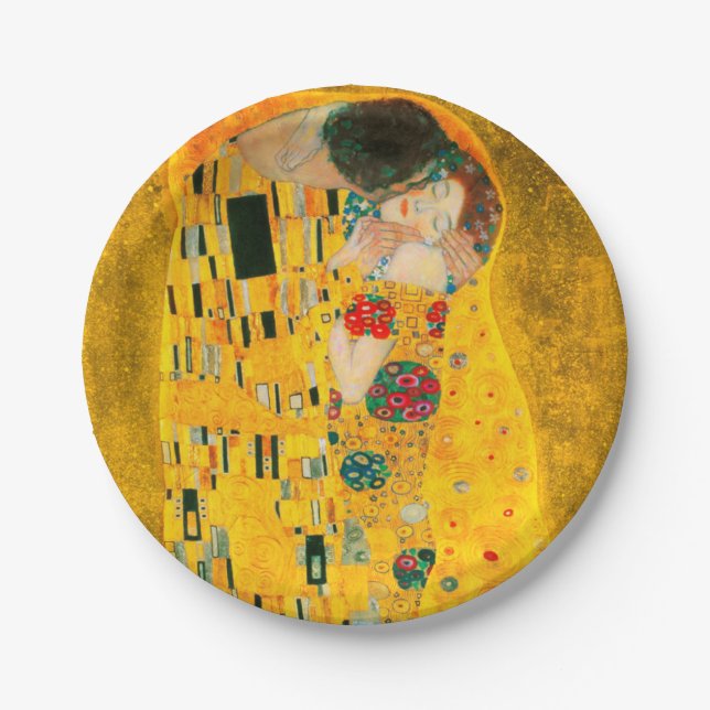 Gustav Klimt The Kiss Paper Plates (Front)