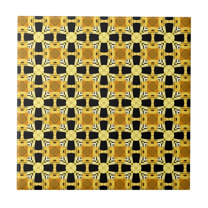 Gustav Klimt The Kiss Pattern Yellow Black Gold Tile Zazzle Com