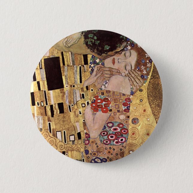 Gustav Klimt ~ the Kiss Pinback Button (Front)