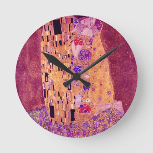 Gustav Klimt The Kiss Purple Round Clock