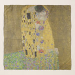 Gustav Klimt, The Kiss Scarf<br><div class="desc">Scarf with the Gustav Klimt art painting called "The Kiss". "The Kiss" painting is a painting with a man and women in a kiss on a faux gold and green background. Customizable.</div>