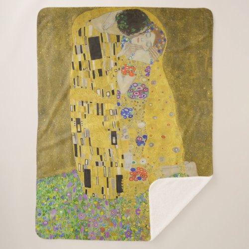 Gustav Klimt _ The Kiss Sherpa Blanket