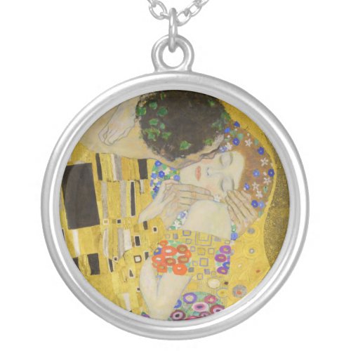 Gustav Klimt _ The Kiss Silver Plated Necklace