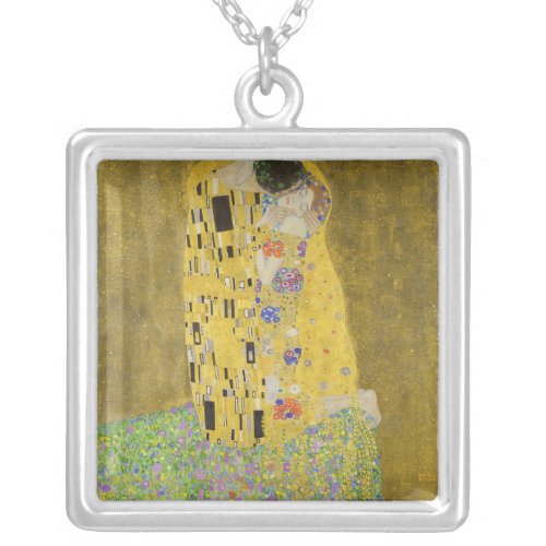 Gustav Klimt _ The Kiss Silver Plated Necklace
