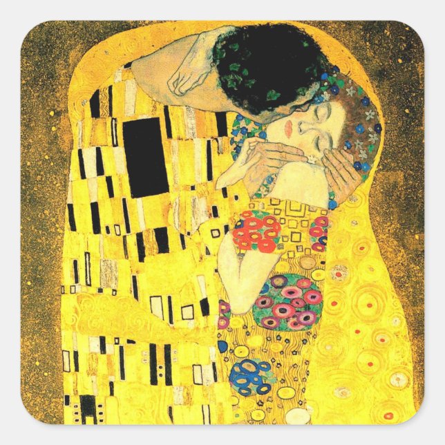 Gustav Klimt -The Kiss  Square Stiker Square Sticker (Front)