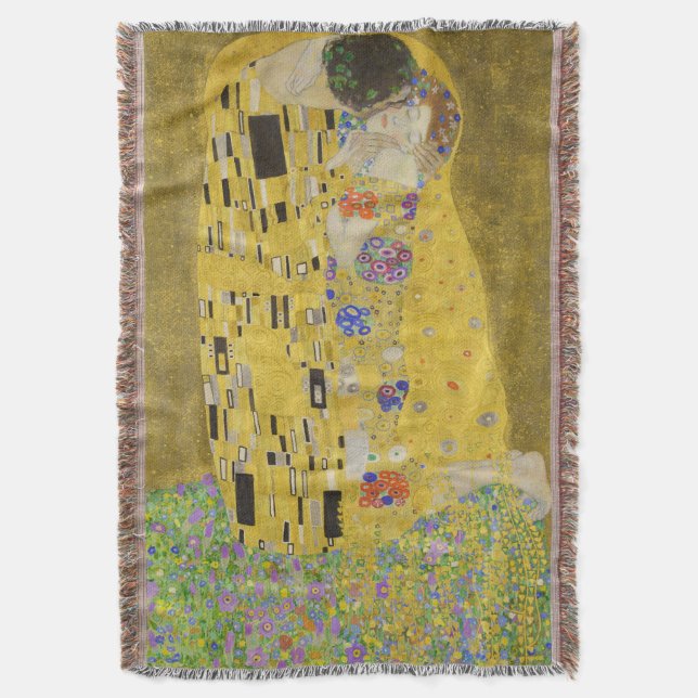 Gustav Klimt - The Kiss Throw Blanket (Front Vertical)