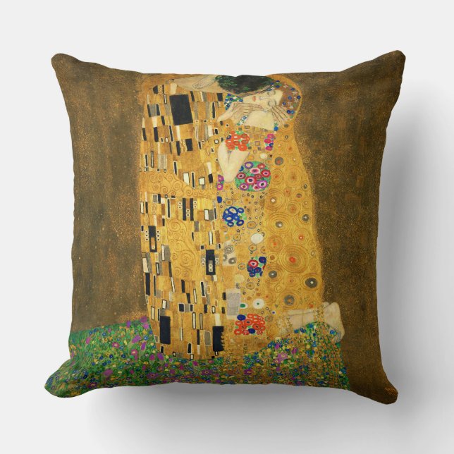 Gustav Klimt , The Kiss Throw Pillow (Front)