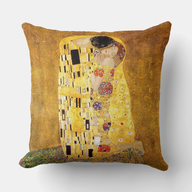 Gustav Klimt "The Kiss" Throw Pillow (Front)