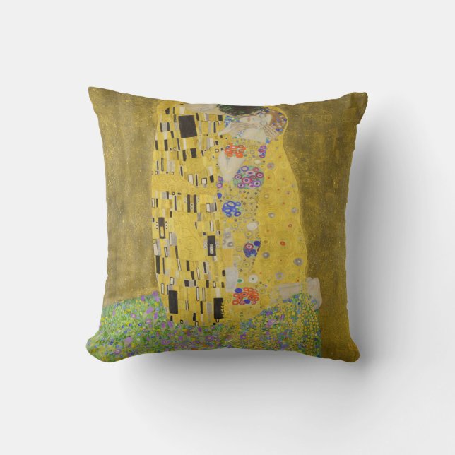 Gustav Klimt - The Kiss Throw Pillow (Front)
