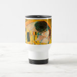 Gustav Klimt The Kiss Travel Mug<br><div class="desc">Travel Mug featuring Gustav Klimt’s oil painting with gold leaf The Kiss (1908). A man and woman,  wearing brilliant golden colors,  lovingly embrace and kiss in a field of flowers. A great gift for fans of Art Nouveau and Austrian art.</div>