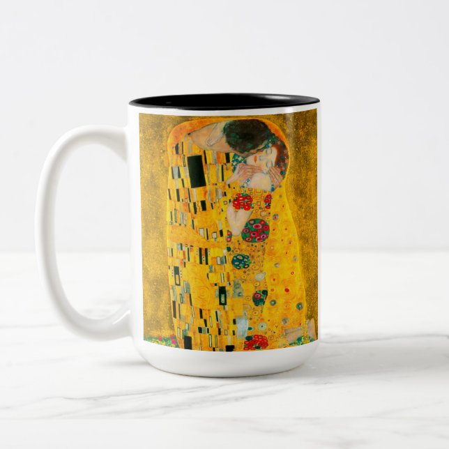 Gustav Klimt The Kiss Two-Tone Coffee Mug (Left)